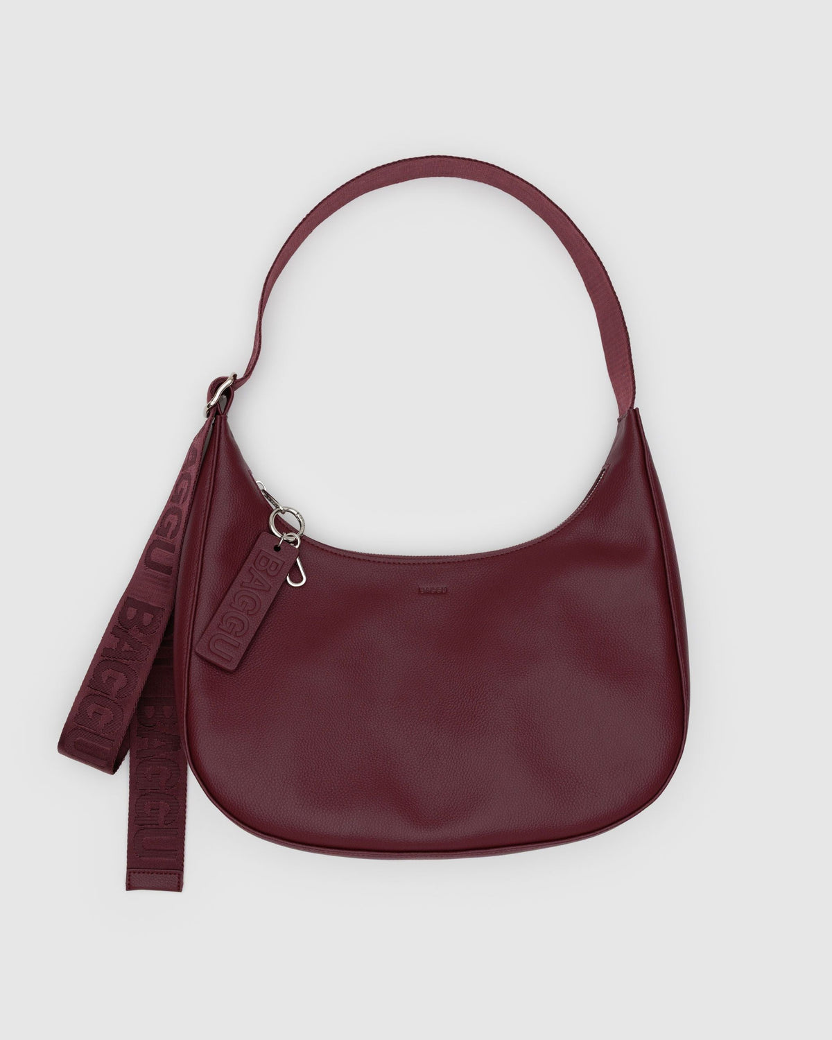 Medium Recycled Leather Crescent Bag - Mahogany