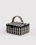Small Cosmetic Case - Black and Cream Gingham