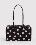 Medium Nylon Bowler Bag - Black and Cream Polka Dot